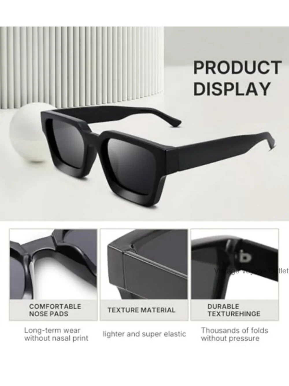 Square Thick Frame Sunglasses UV Protection Designer Style Shades Unisex